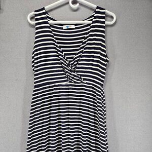 Beach Time Women's Swimsuit Cover Up Dress, Navy/White Stripe, Size 12, Stretchy